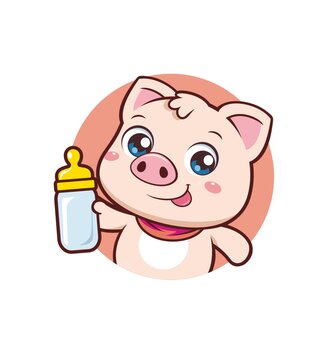 卡通可爱小猪宝宝头像矢量图