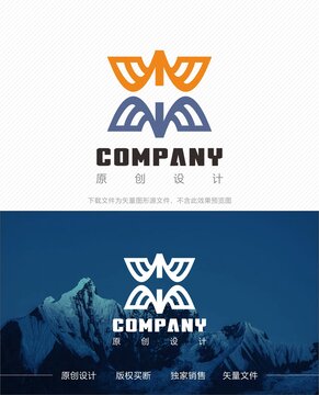 WH字母logo设计