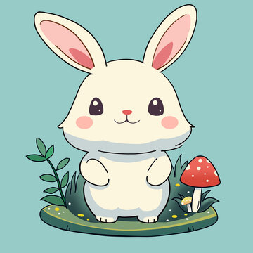 可爱小白兔插画手绘