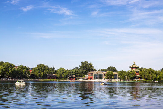 中国北京什刹海公园白天风光