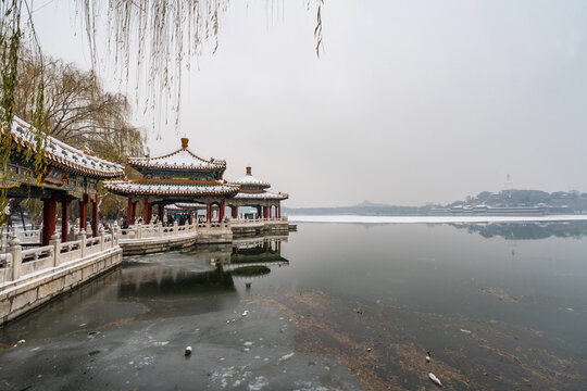 北京北海公园雪景
