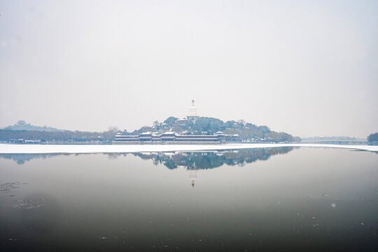 北京北海公园雪景