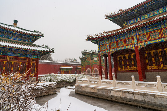 北京北海公园雪景
