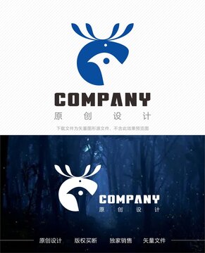 鹿头logo设计