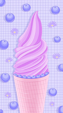 卡通蓝莓冰淇淋手机壳壁纸