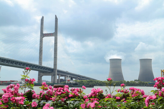 多云下的上海闵浦大桥