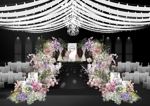 水晶韩式粉紫色婚礼效果图