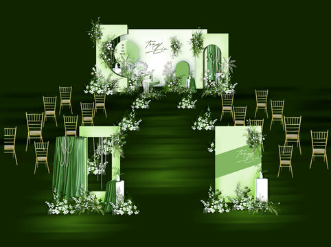 白绿色户外婚礼