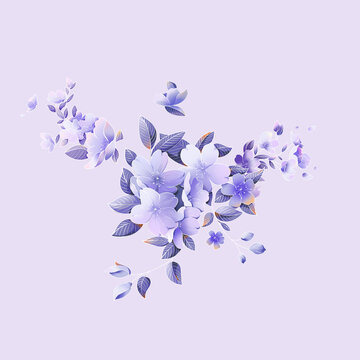 手绘紫色丁香花免抠素材