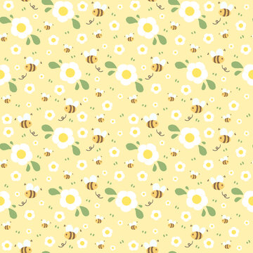小蜜蜂四方连续印花图案
