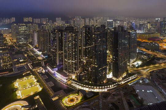 香港启德坊城市风光夜景