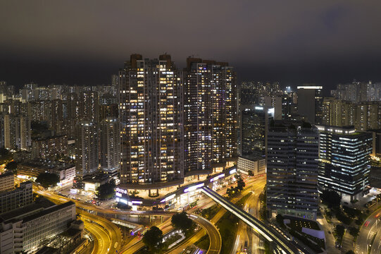 香港誉港湾城市建筑风光夜景