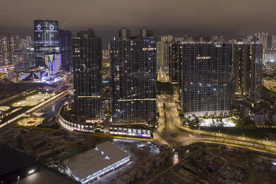 香港启德坊城市风光夜景