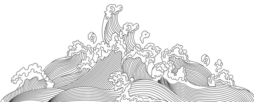 海浪水纹线稿