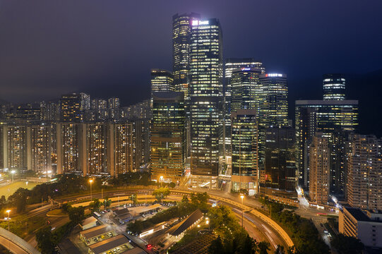 香港太古坊城市风光夜景