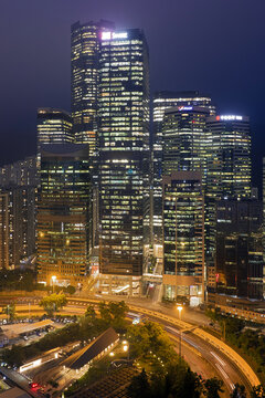 香港太古坊城市风光夜景
