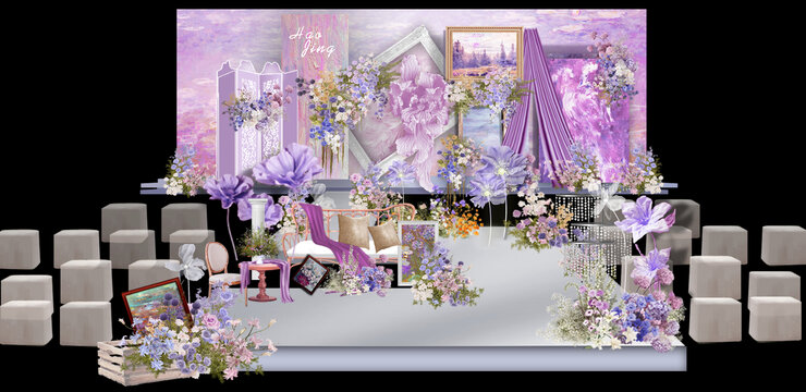 紫色莫奈油画舞台