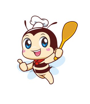 卡通可爱小蜜蜂厨师拿大勺形象