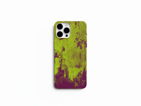 水彩晕染水墨抽象绿紫手机壳图案