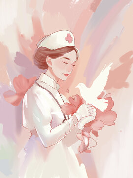 护士节和平鸽白衣天使红十字
