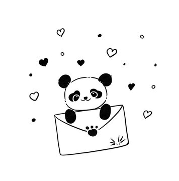 线条熊猫情书