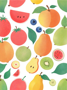 卡通插画图案矢量苹果香蕉草莓