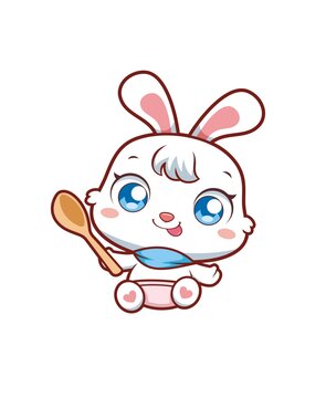 卡通可爱小兔宝宝拿大勺形象