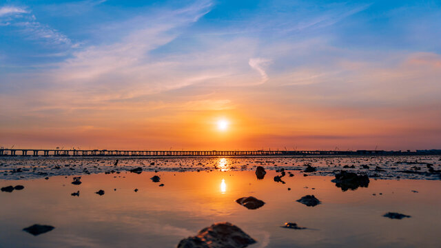 深圳红树湾夕阳风景