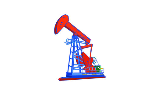 中国石油油田抽油机插画