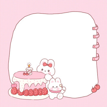 可爱兔兔吃蛋糕便签设计