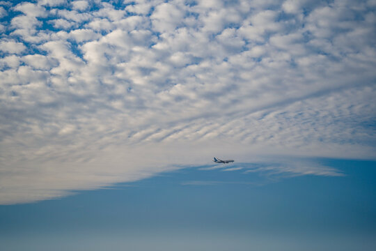 飞机在蓝天中飞行
