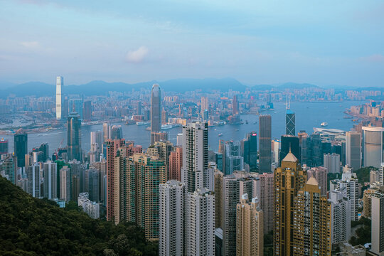 香港太平山俯瞰香港市区