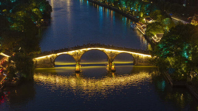 杭州大运河拱宸桥夜景