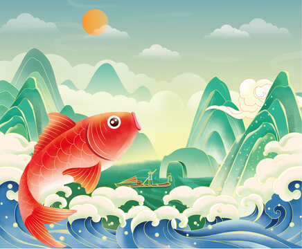 桂林啤酒鱼插画