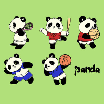 熊猫插画运动