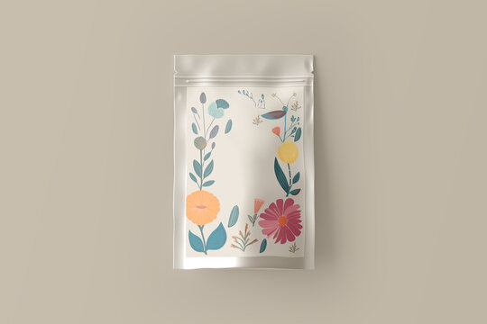 花纹植物米色包装图案