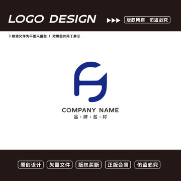 FH字母logo标志