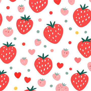 草莓图案爱心印花素材贴纸文创