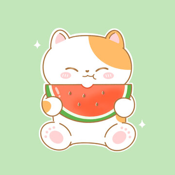 吃西瓜小猫