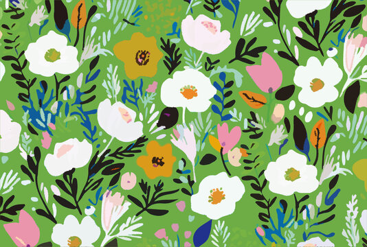 花卉植物插画图案纺织品
