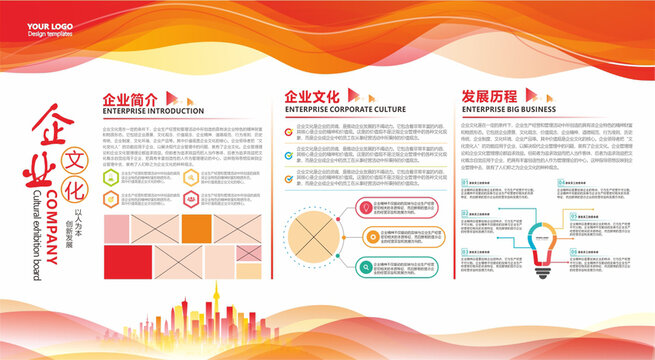 企业公司简介文化墙展板宣传栏