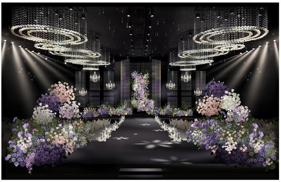 紫色韩式水晶高端婚礼效果图