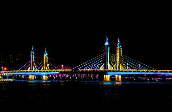 北京通州玉带河大桥夜景