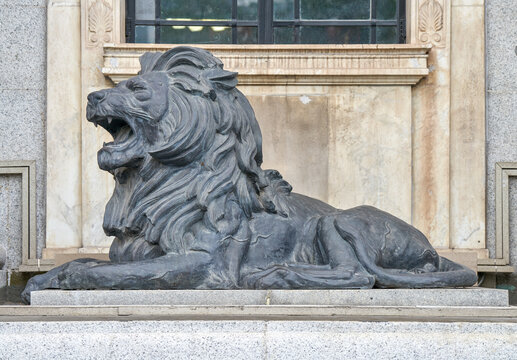 银行门前铜狮子