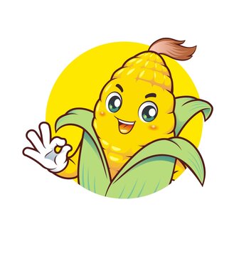 卡通可爱玉米OK头像矢量图