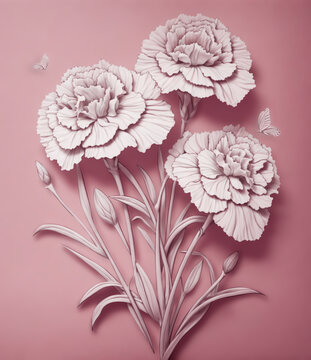 康乃馨花卉装饰画