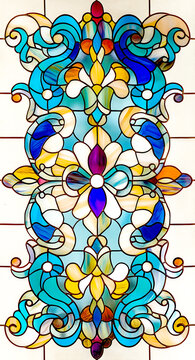 彩色玻璃镶嵌花型艺术图案