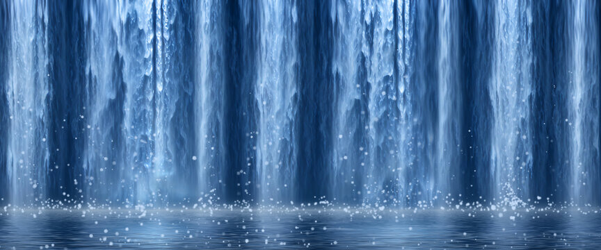 高清蓝色瀑布壁画