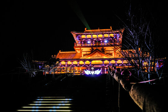 中式古建筑夜景