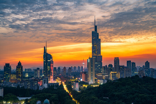 南京城市天际线夜景